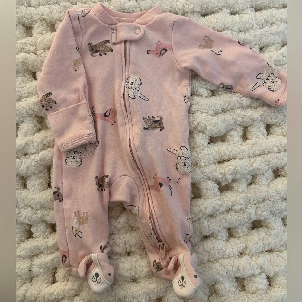 |Carter's| Pink Dog Print Footie